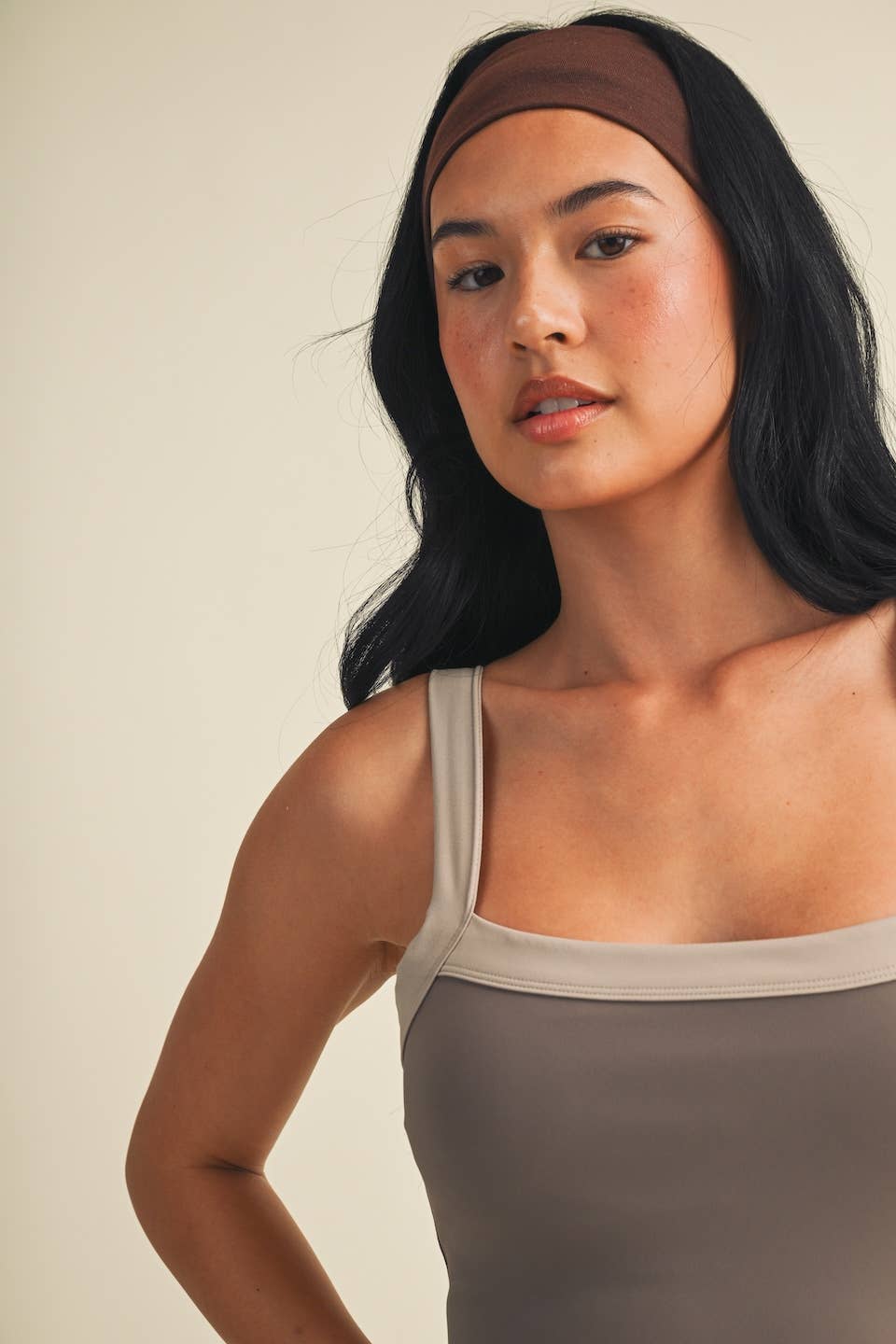 Contrast Block Tank Top: Dark Chocolate / M