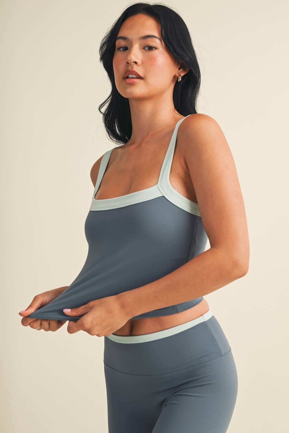 Contrast Block Tank Top: Dark Chocolate / S