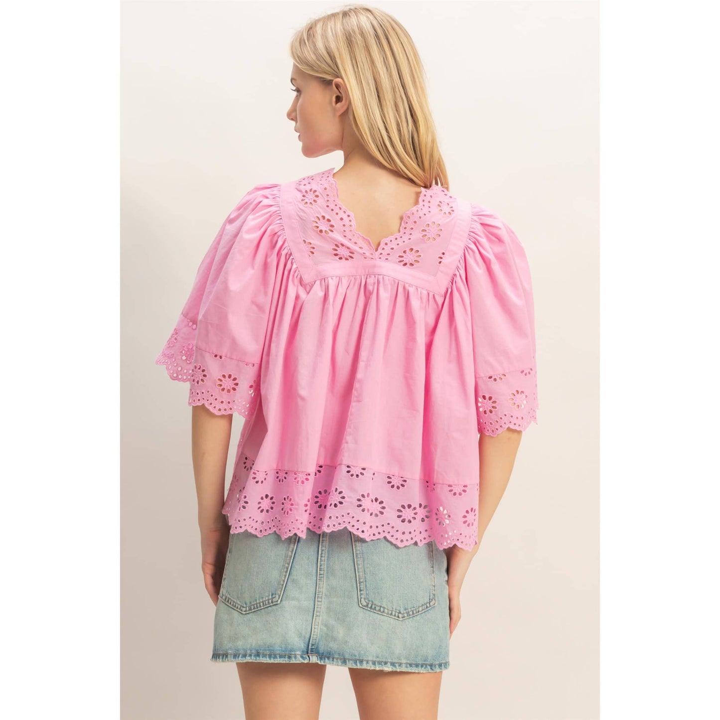 Scalloped Eyelet Babydoll Top