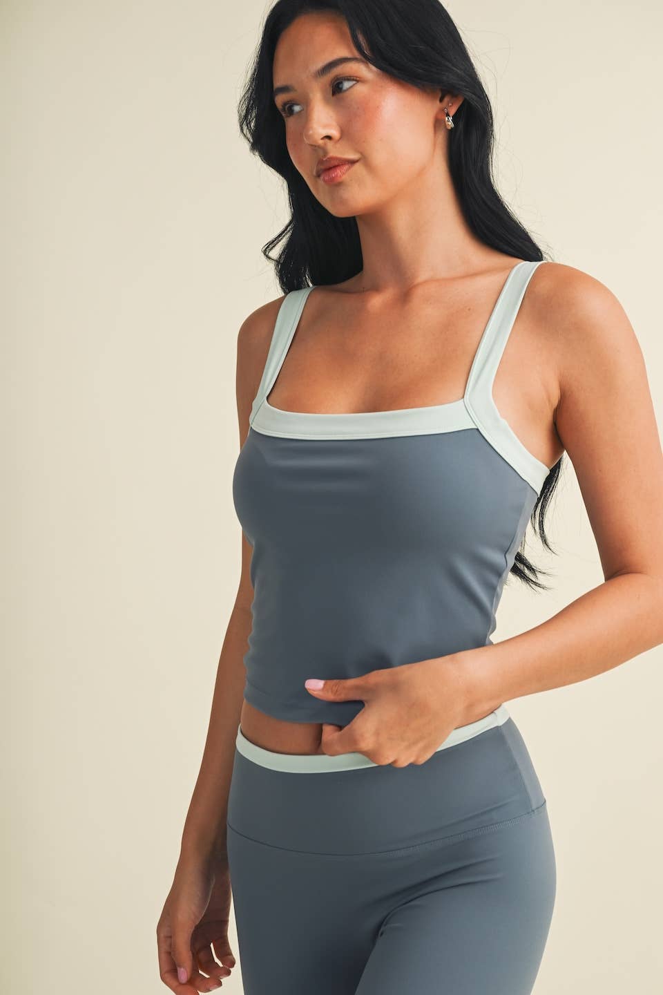 Contrast Block Tank Top: Burgundy / L