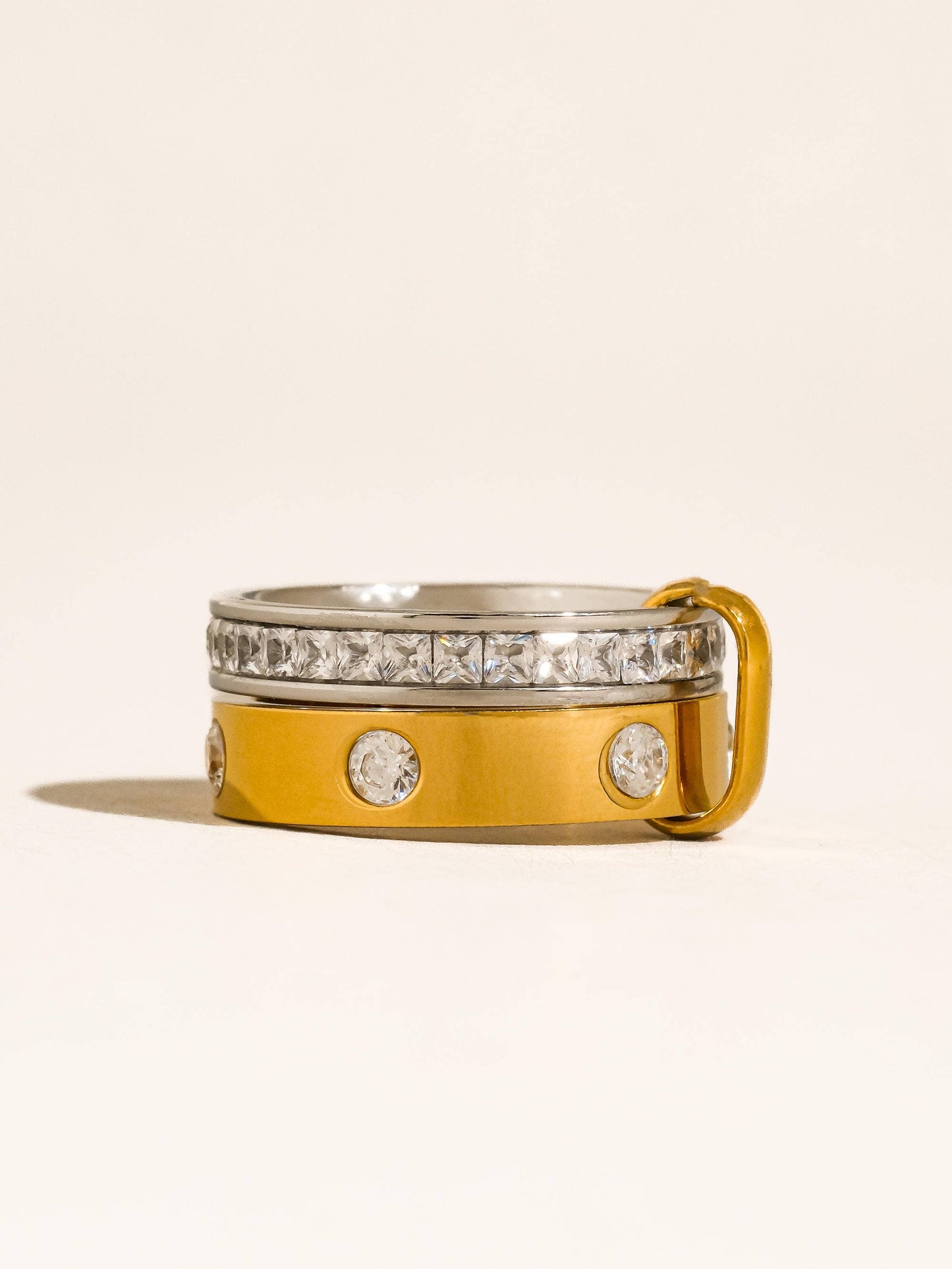 Two-Tone Crystal Band Ring