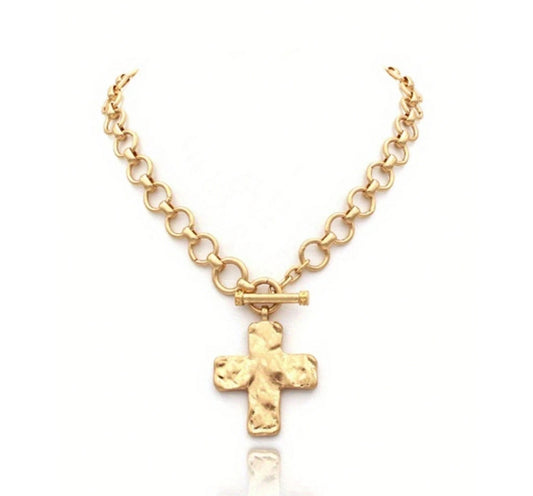 Gold Chucky Cross Necklace