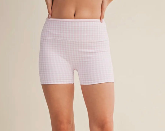 Gingham biker shorts