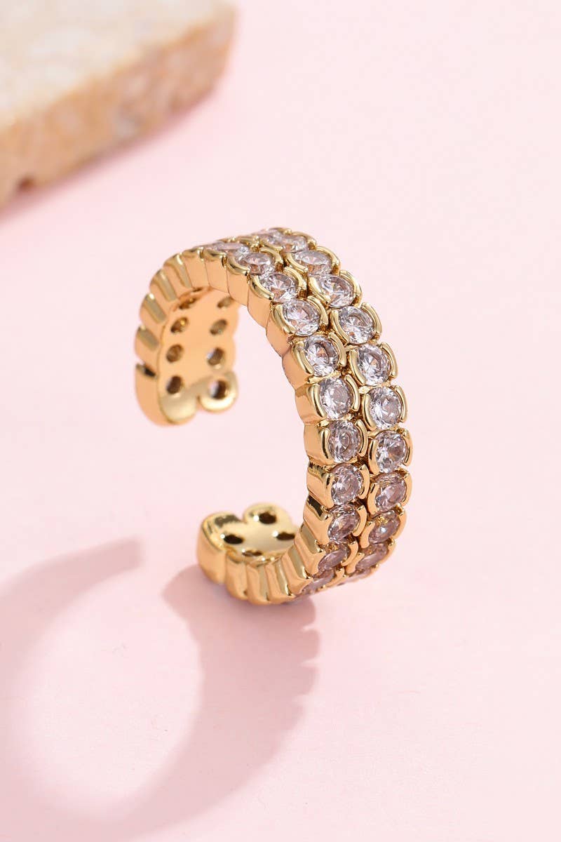 Baguette rhinestone cocktail eternity band Ring