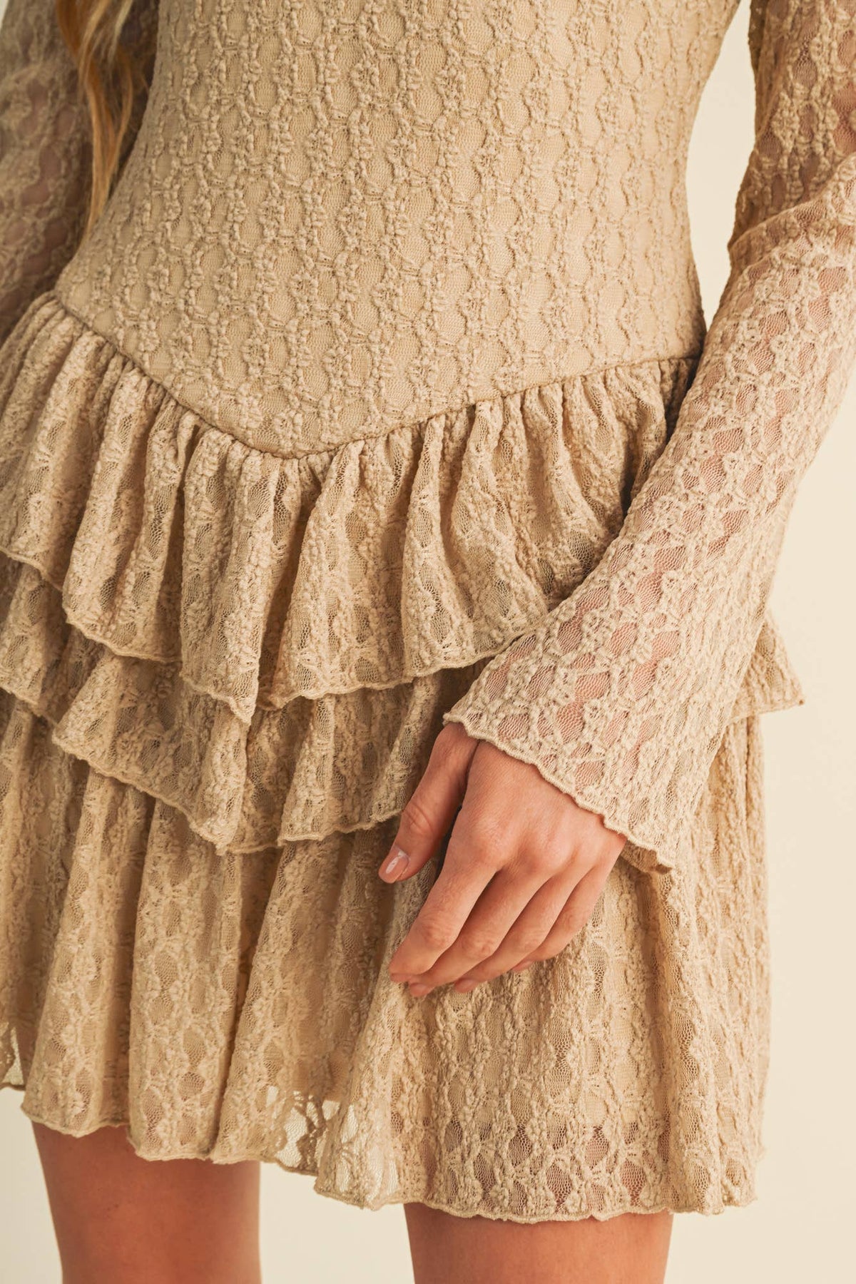 Bateau Neck Tiered Flounce Knit Dress