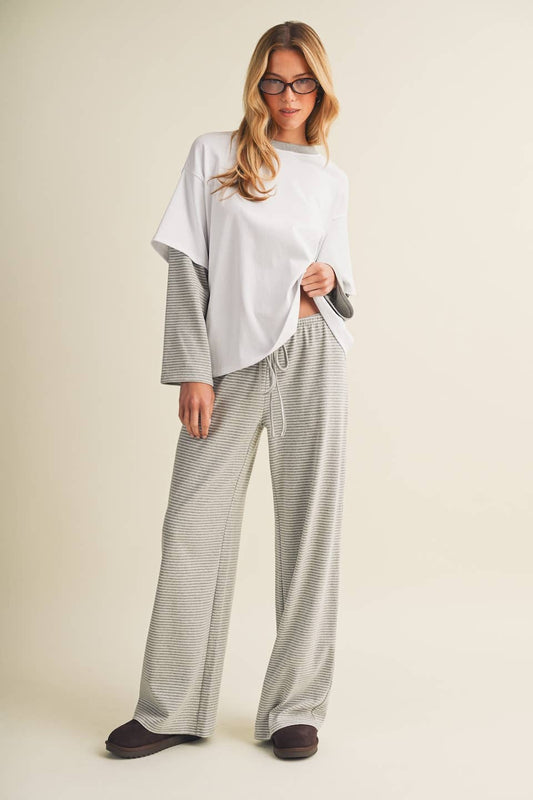 Striped Double Layered Oversized Tee