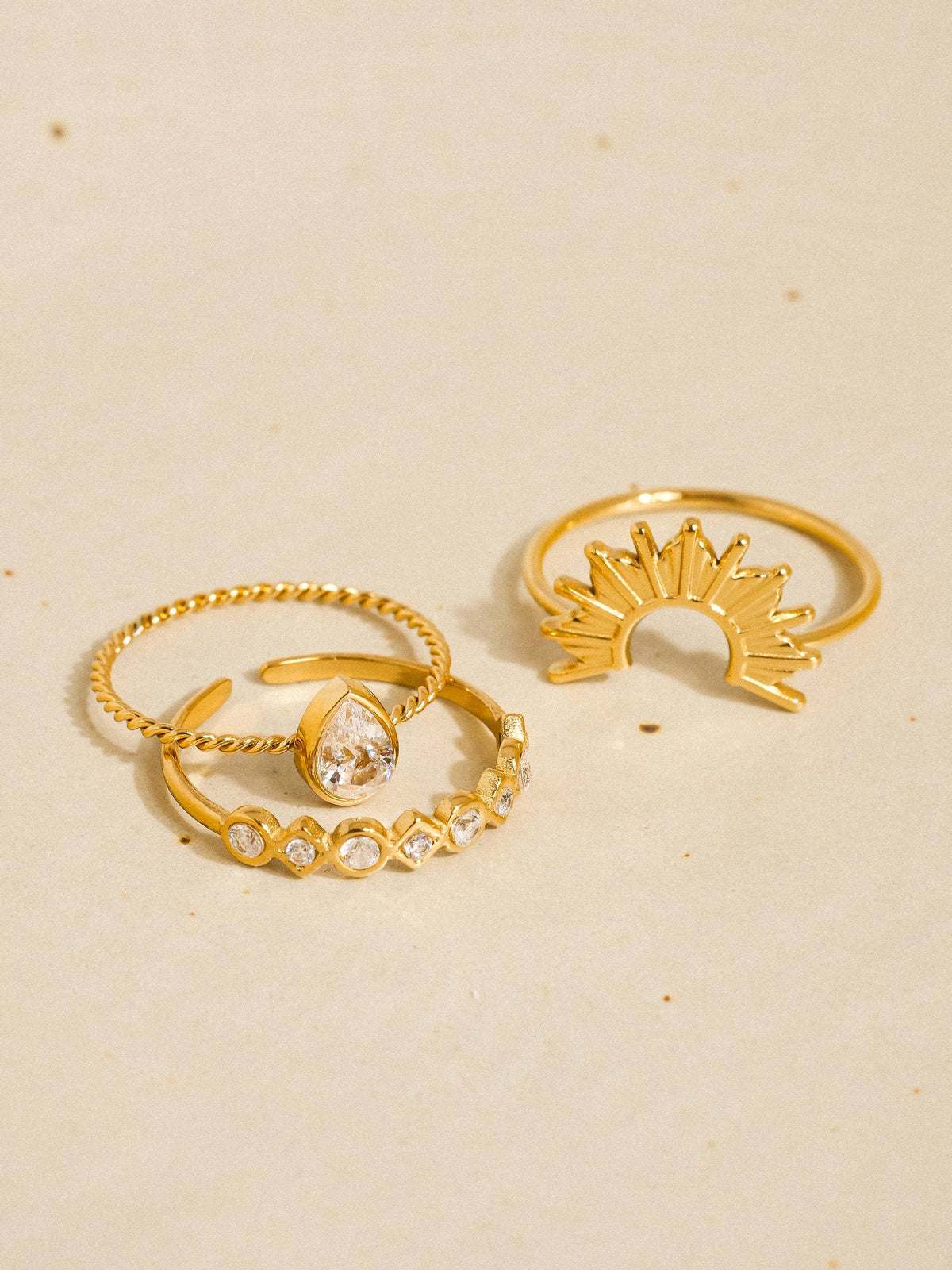 Sun Stone CZ Layered Ring