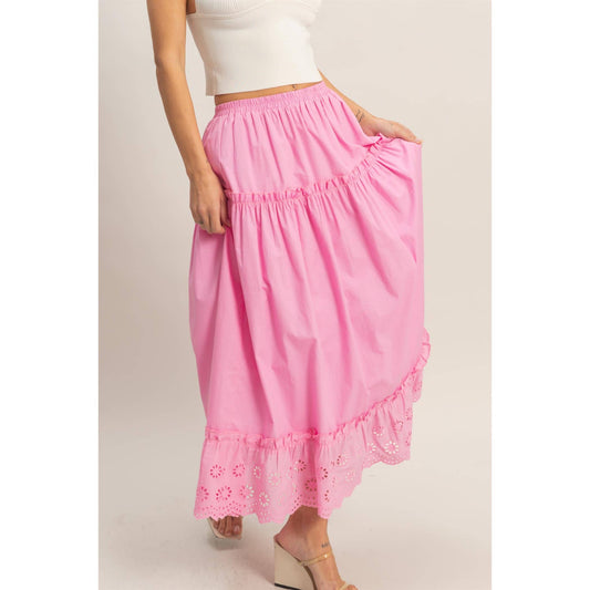 Tiered Eyelet Maxi Skirt