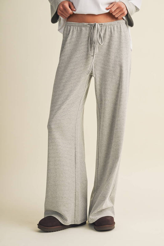 Striped Jersey Stretch Wide Leg Pants