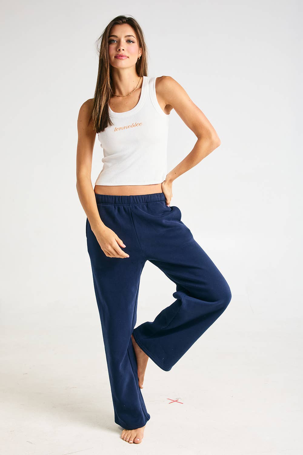 IT2874-TN 'tennessee' Embroidered Ribbed Tank Top: White / S-M-L (2-2-2)