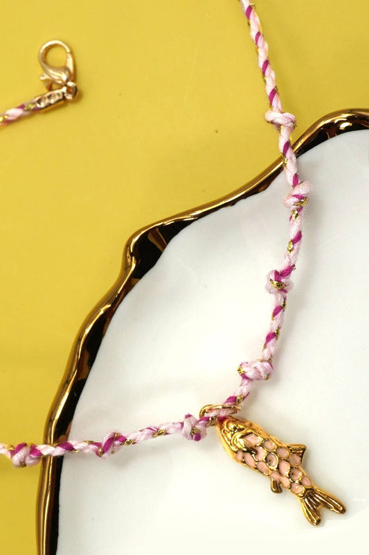 Pink fish necklace