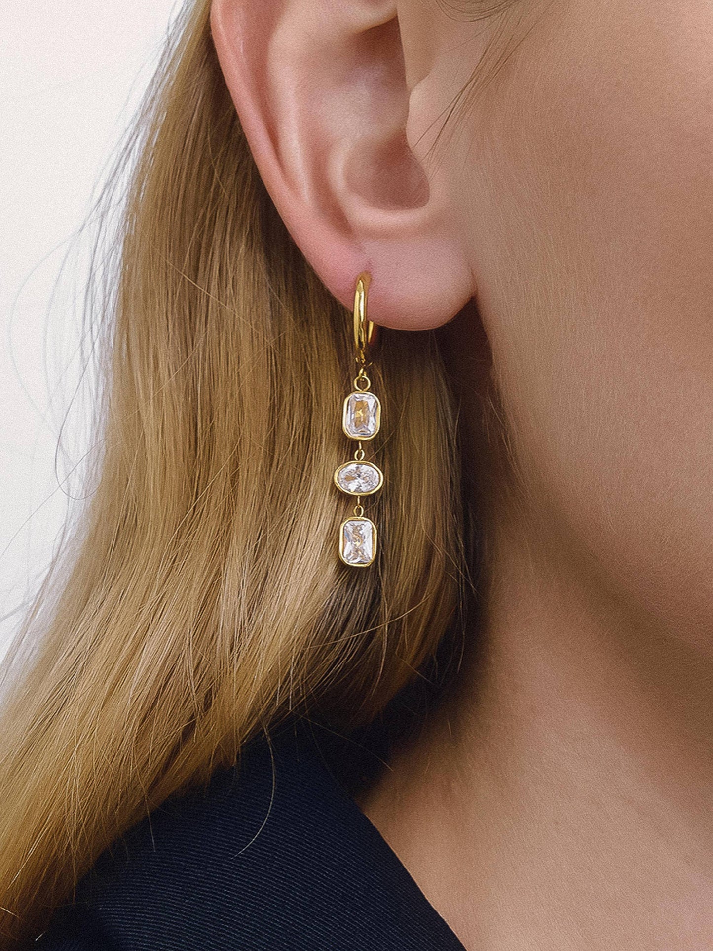 CZ Triple Drop Earrings