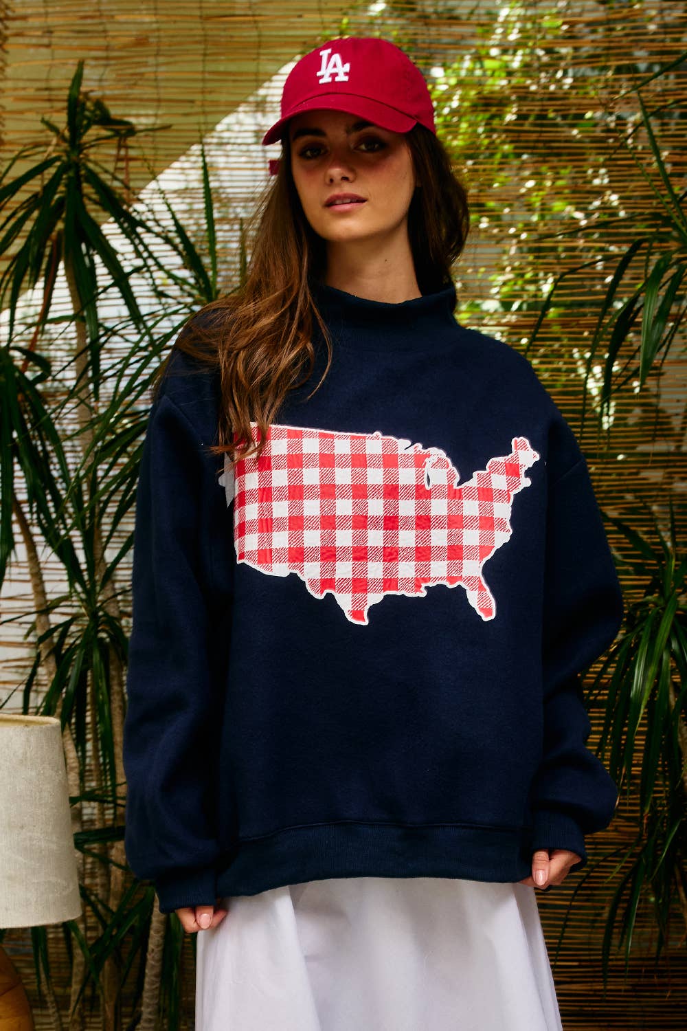 USA Map Reversible Oversize Mockneck