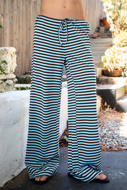 MARLOWE Stretch Mid Waist Stripe Wide Leg Pants