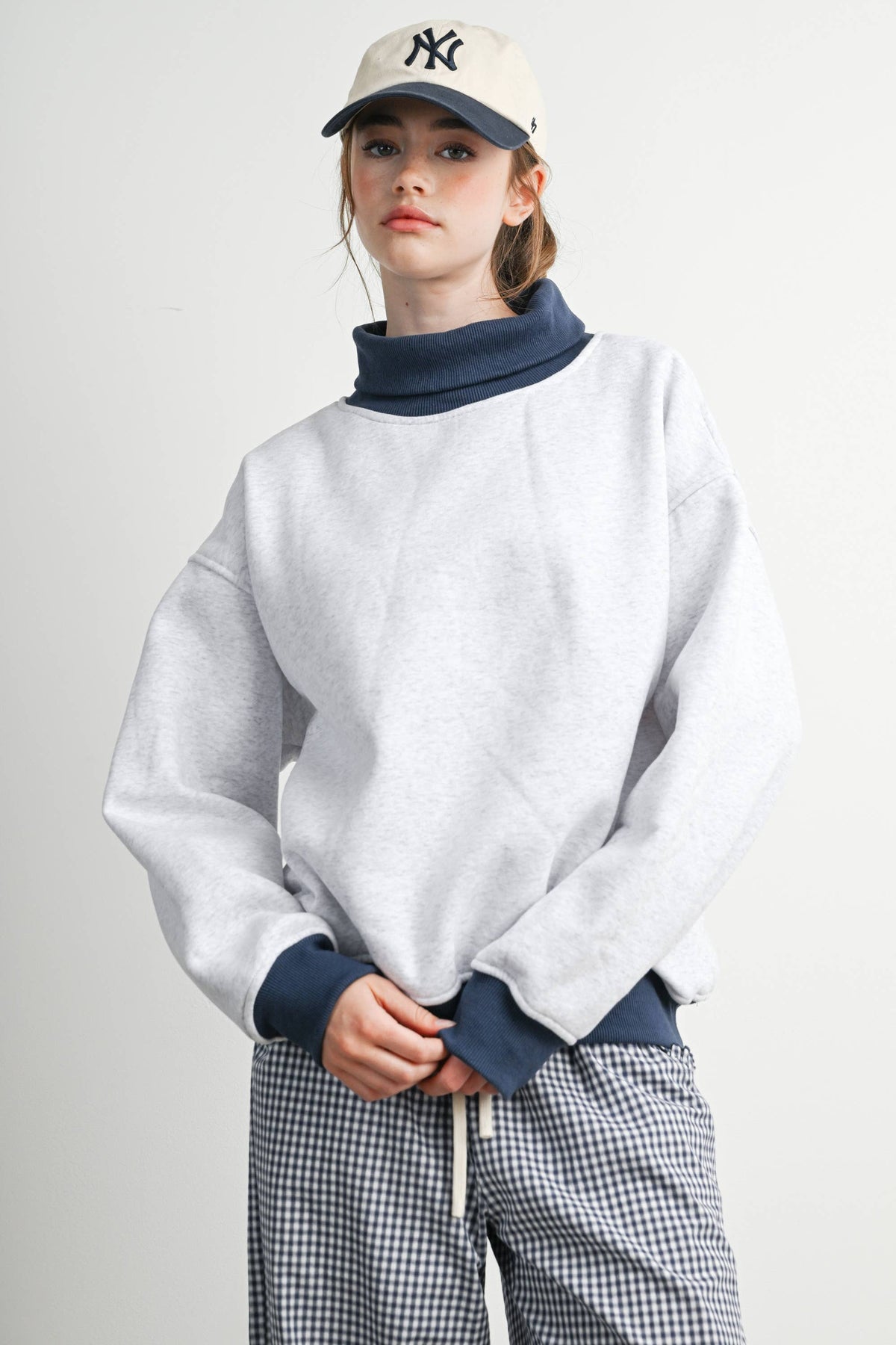 Cozy Contrast Turtleneck Sweatshirt