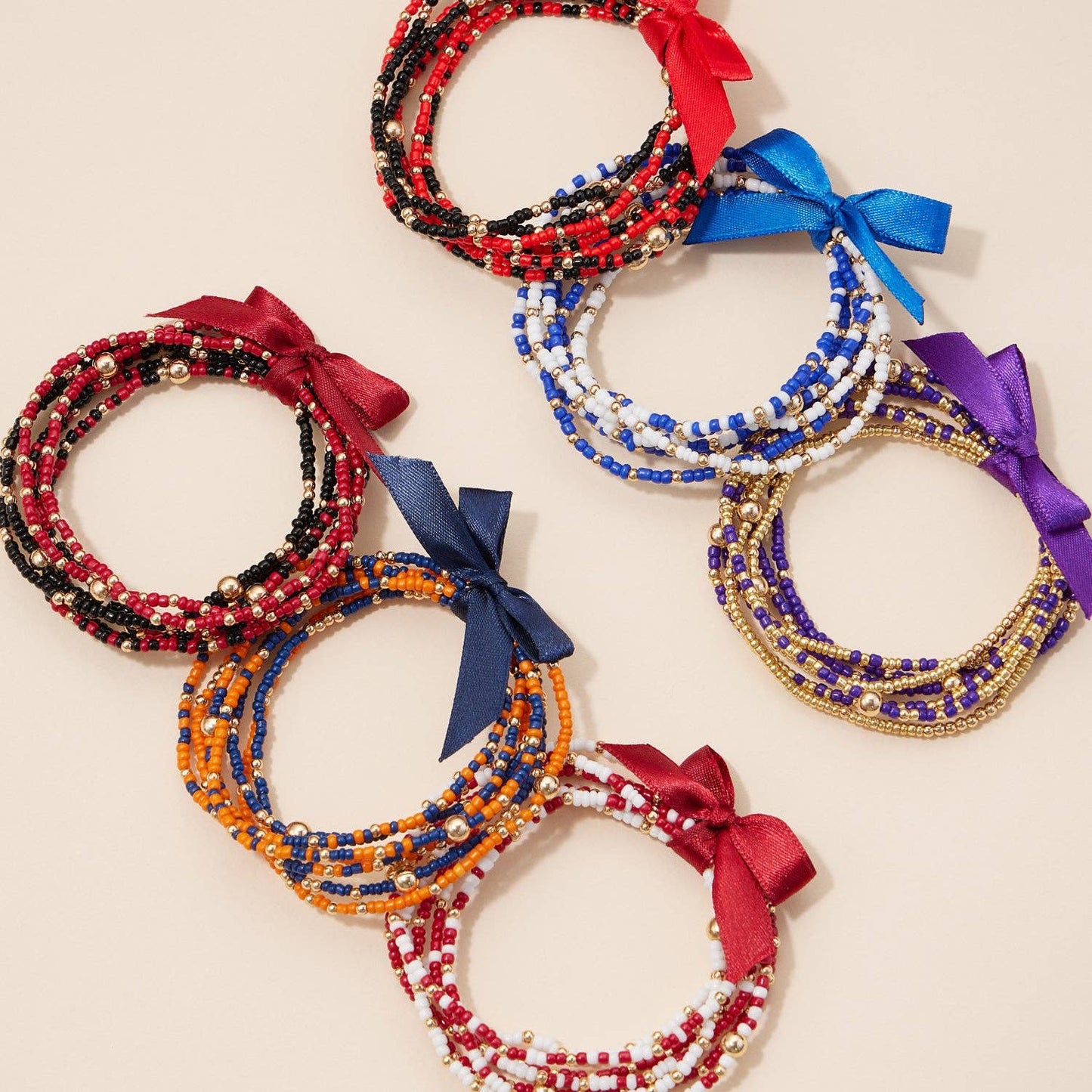 Seed Bead Bracelet Set | Game Day Colors: Orange/White / One / B5SB2387