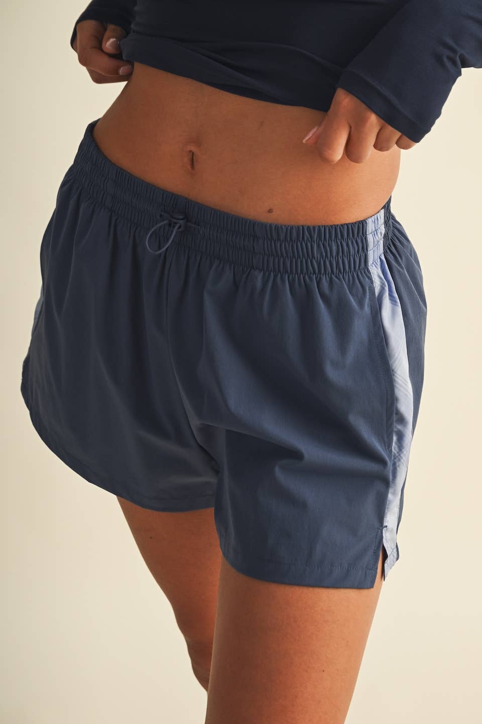Plaid Side Contrast Block Nylon Shorts