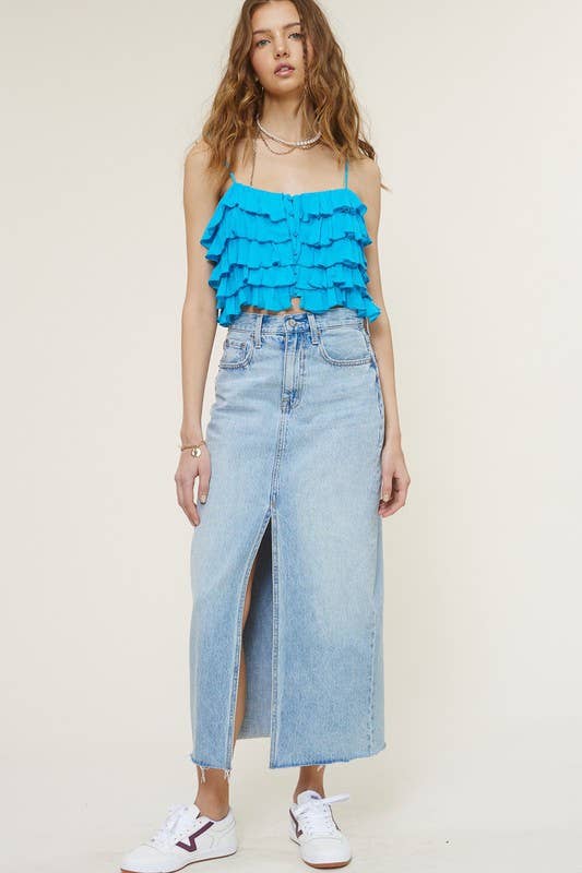 Tiered Ruffle Crop Tank Cami