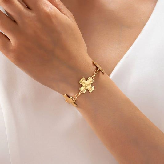 Textured Hammered Cross Link Bracelet
