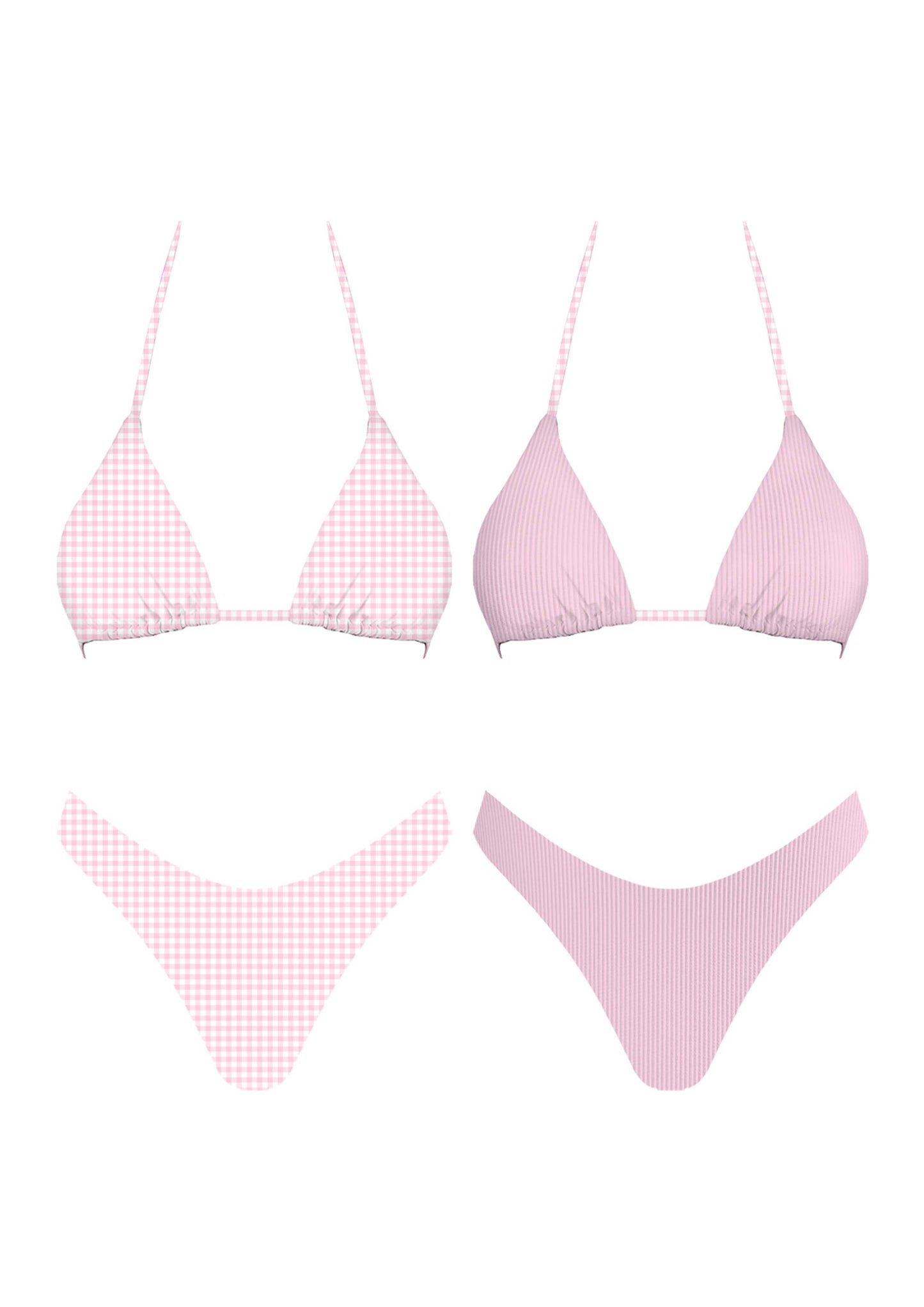 Jane Reversible Bikini Set: PINK / S-M-L(3-2-1)