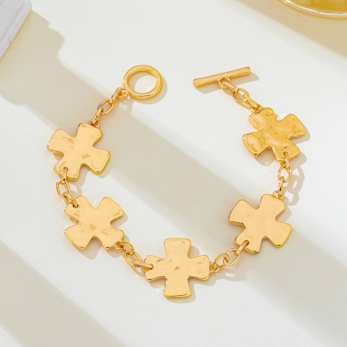 Textured Hammered Cross Link Bracelet