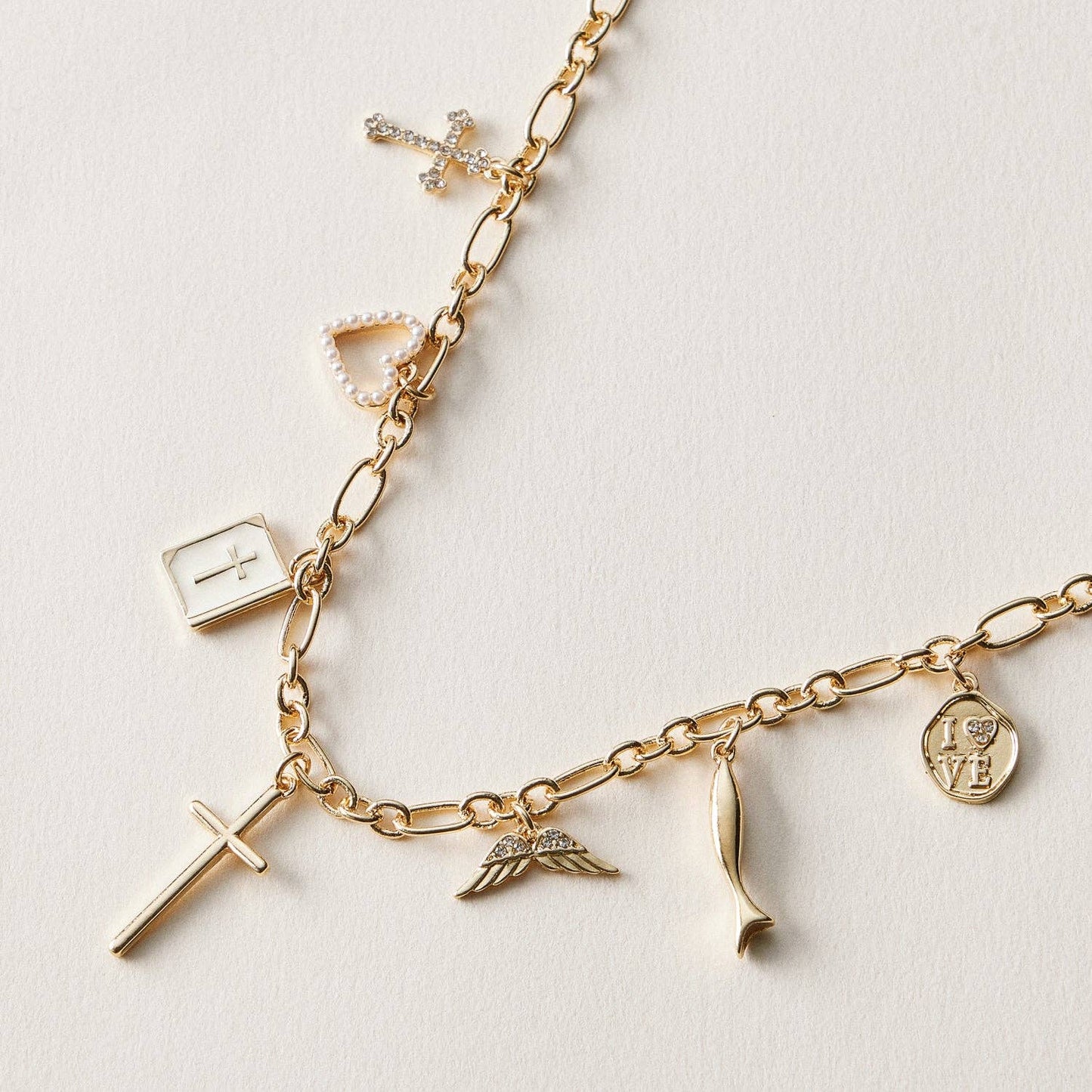18K Gold-Dipped Faith & Love Charm | Necklace: GD / ONE / 5DN18146