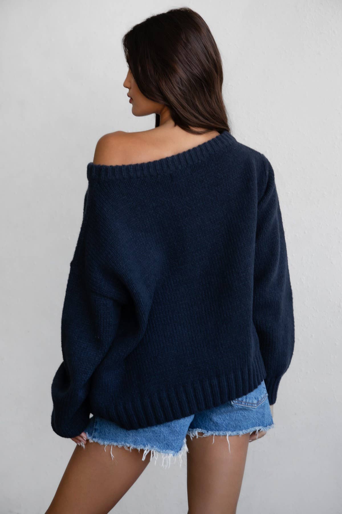 BRANDI American Flag Knit Off The Shoulder Lounge Sweater: Cream / 3 SMALL 2 MEDIUM 1 LARGE