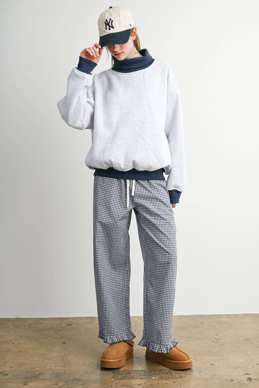 Cozy Contrast Turtleneck Sweatshirt