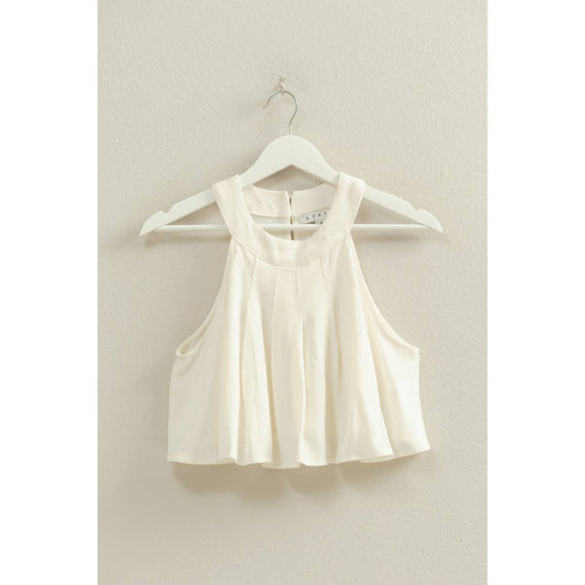 Halter Pleated Ruffle Top