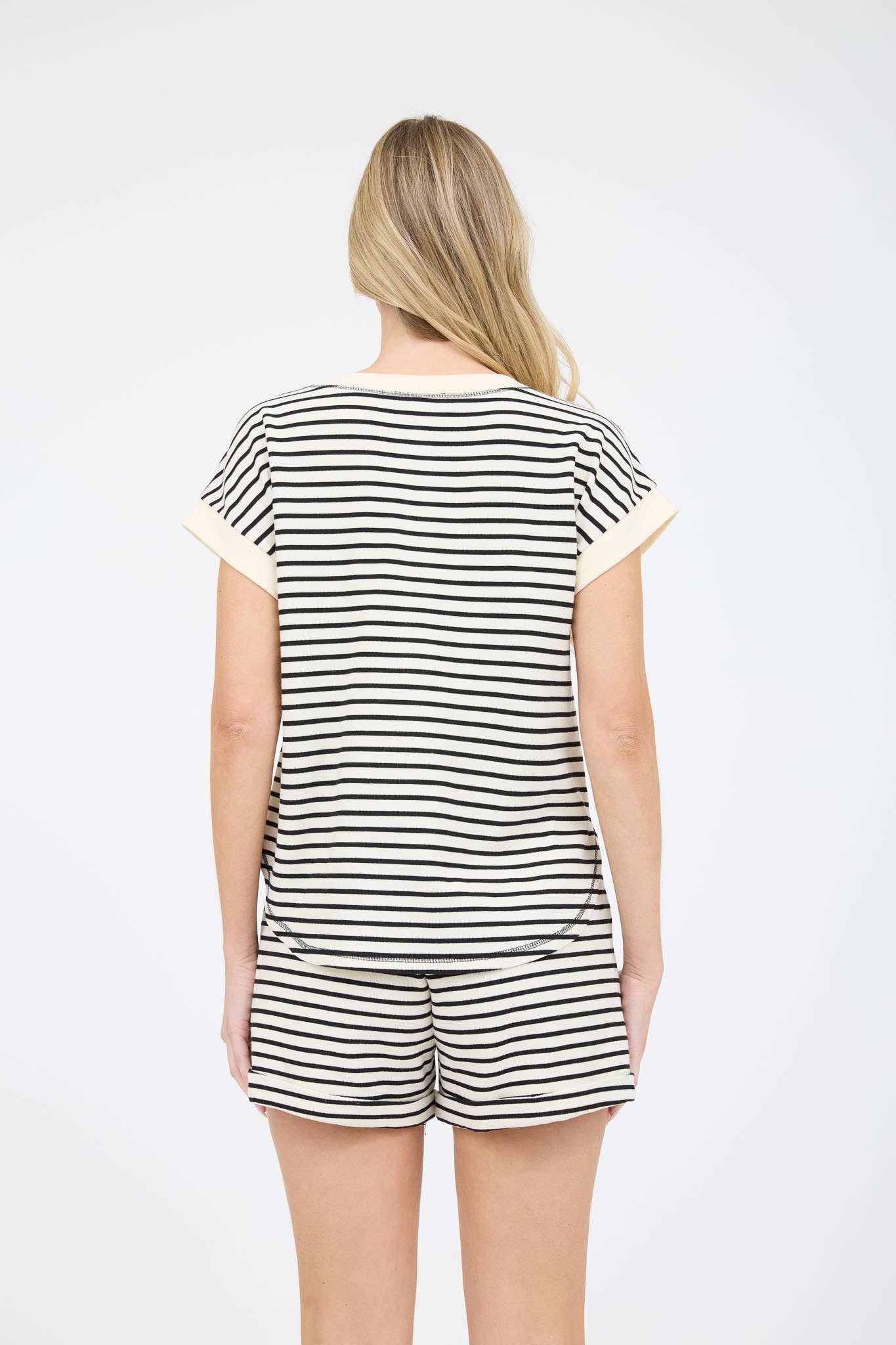 Stripe Short Sleeve Knit Top