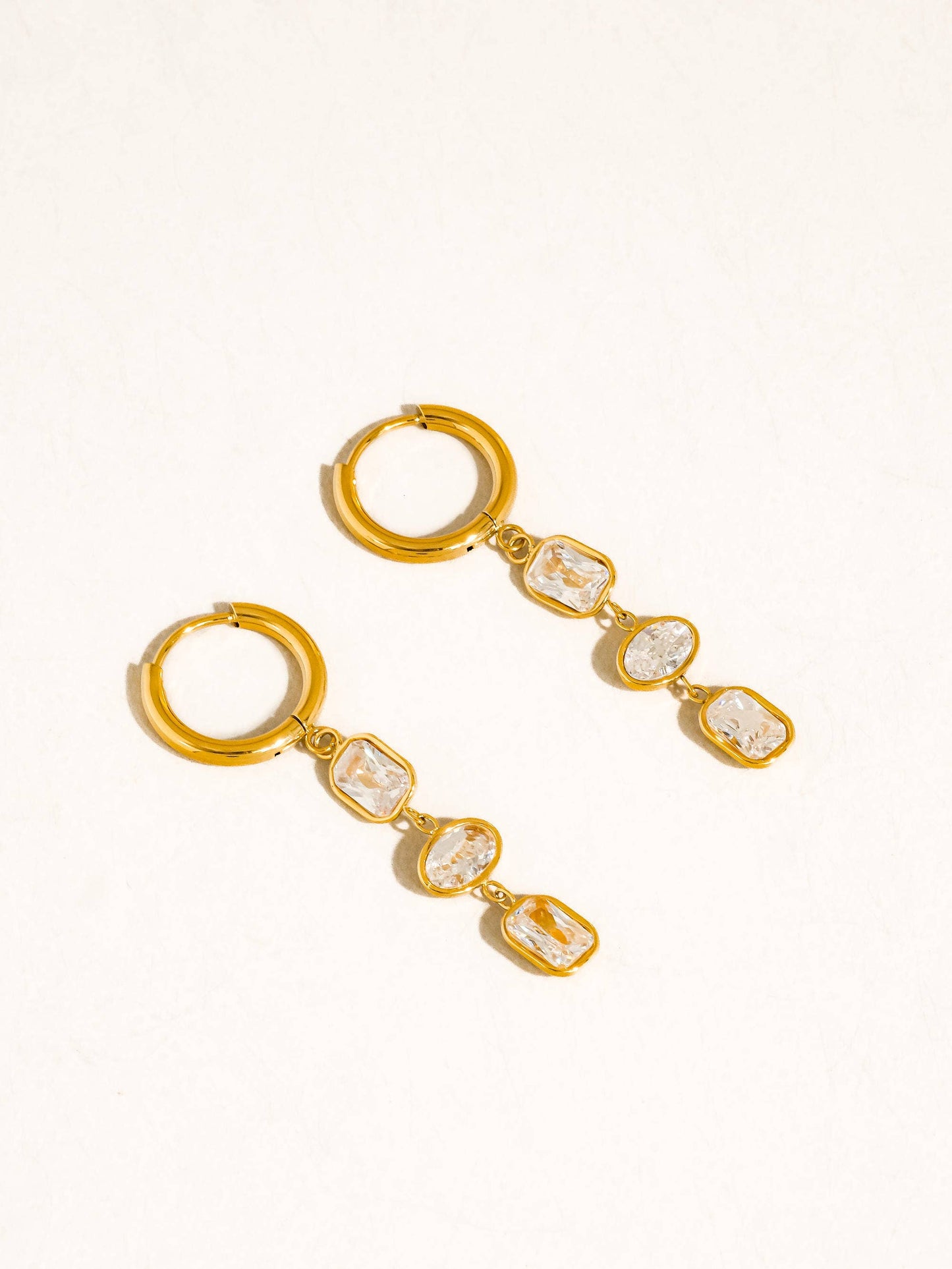 CZ Triple Drop Earrings