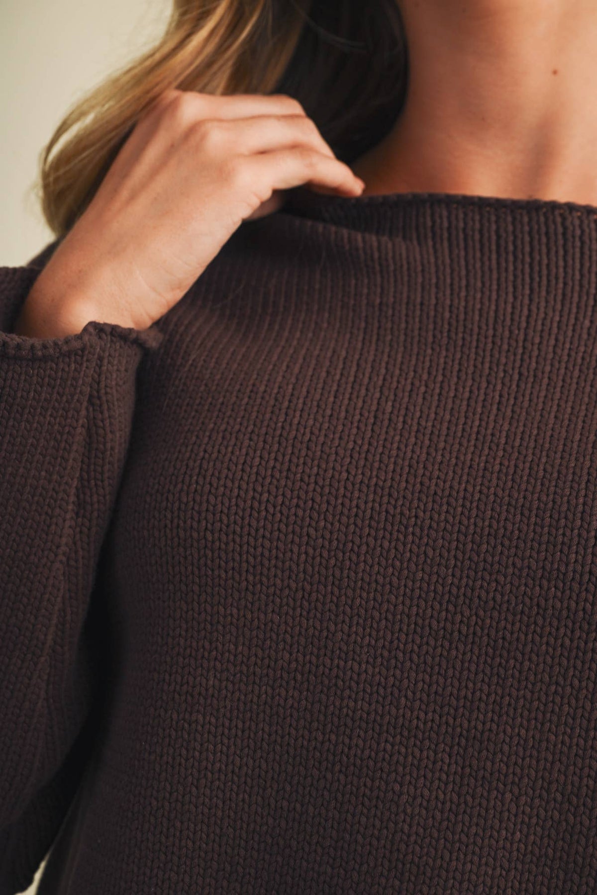 Bateau Neck Dropped Shoulder Sweater