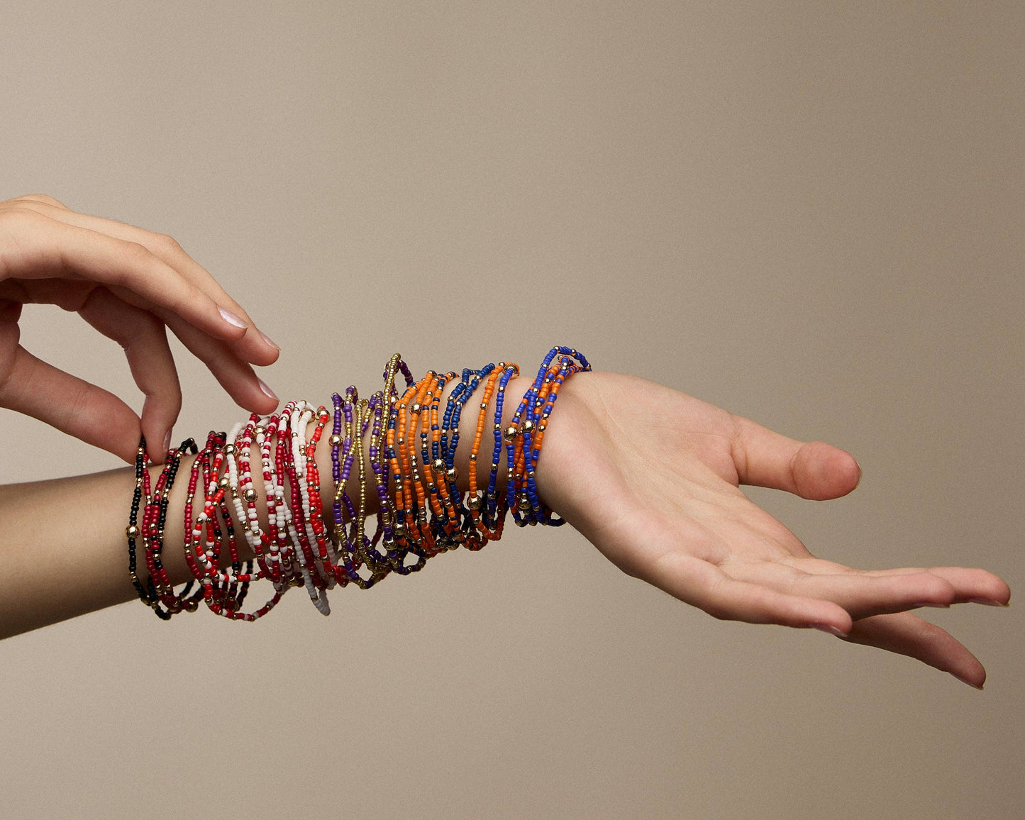 Seed Bead Bracelet Set | Game Day Colors: Orange/White / One / B5SB2387