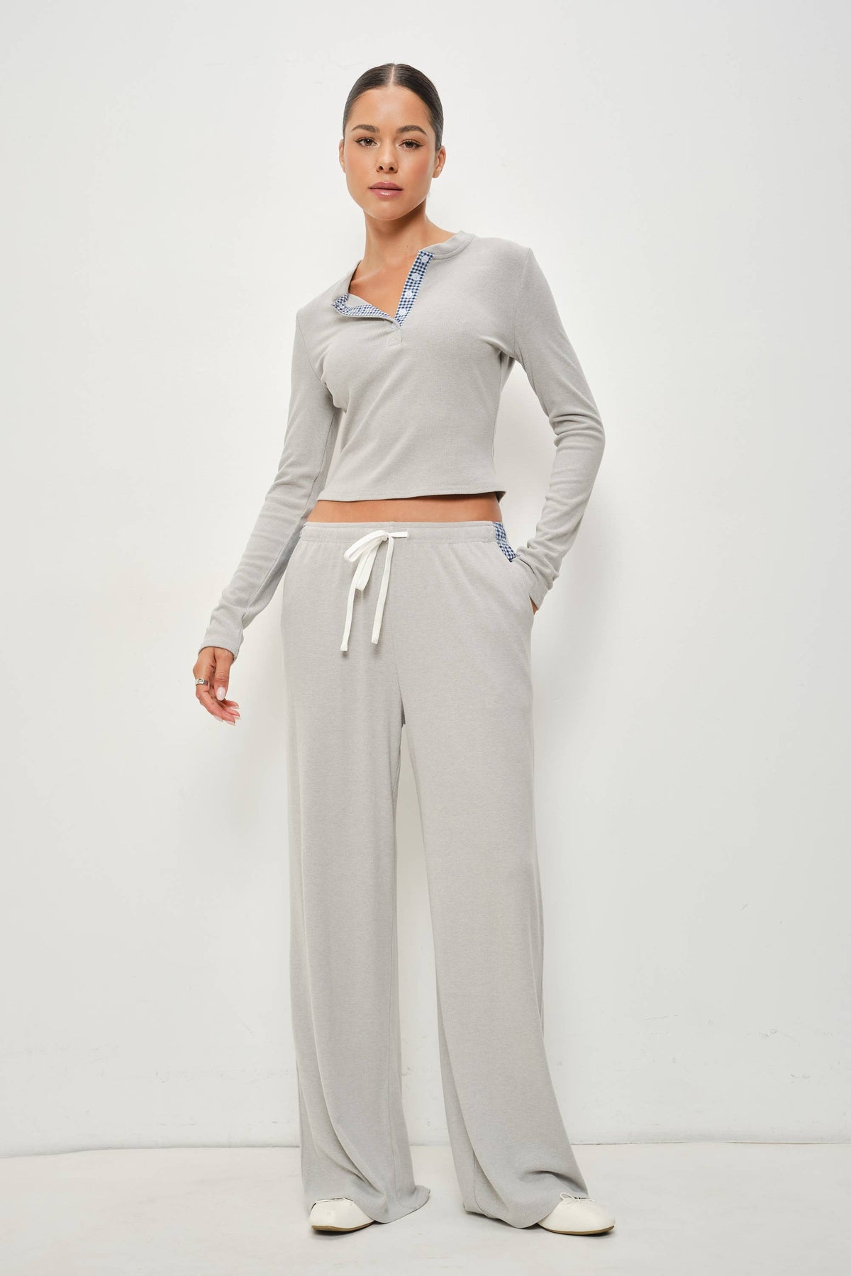 WREN GINGHAM COLOR BLOCK SOFT LOUNGE PANTS