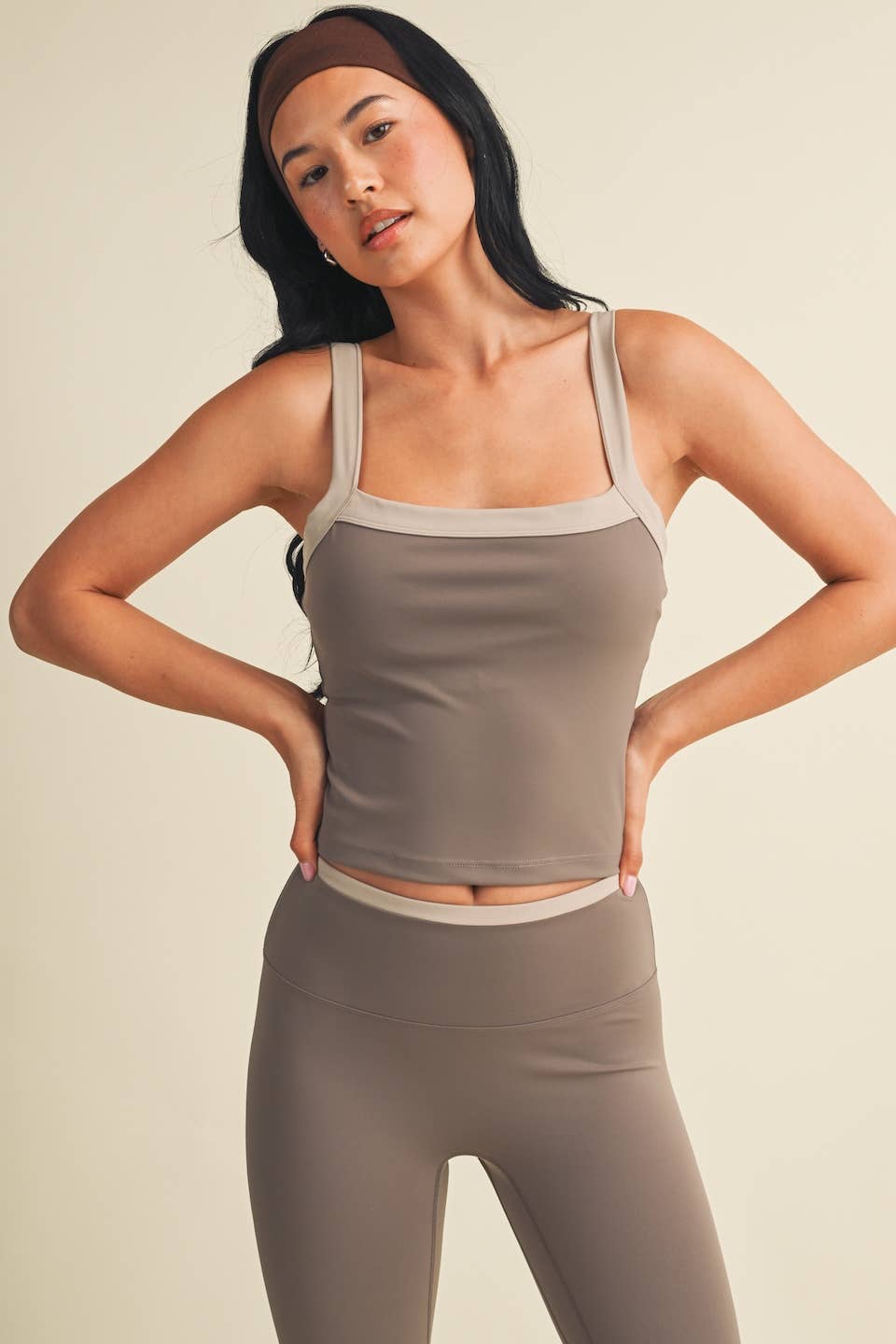 Contrast Block Tank Top: Burgundy / L