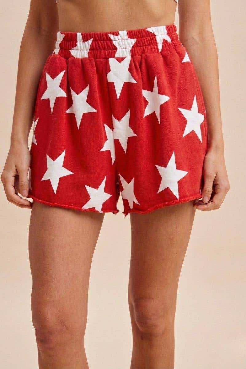 4th Of July Star Printed French Terry Short