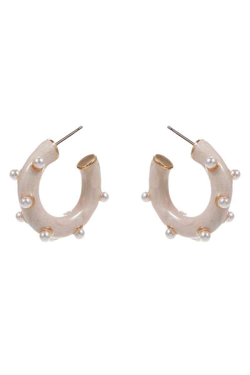 White Pearls Hoop Earrings