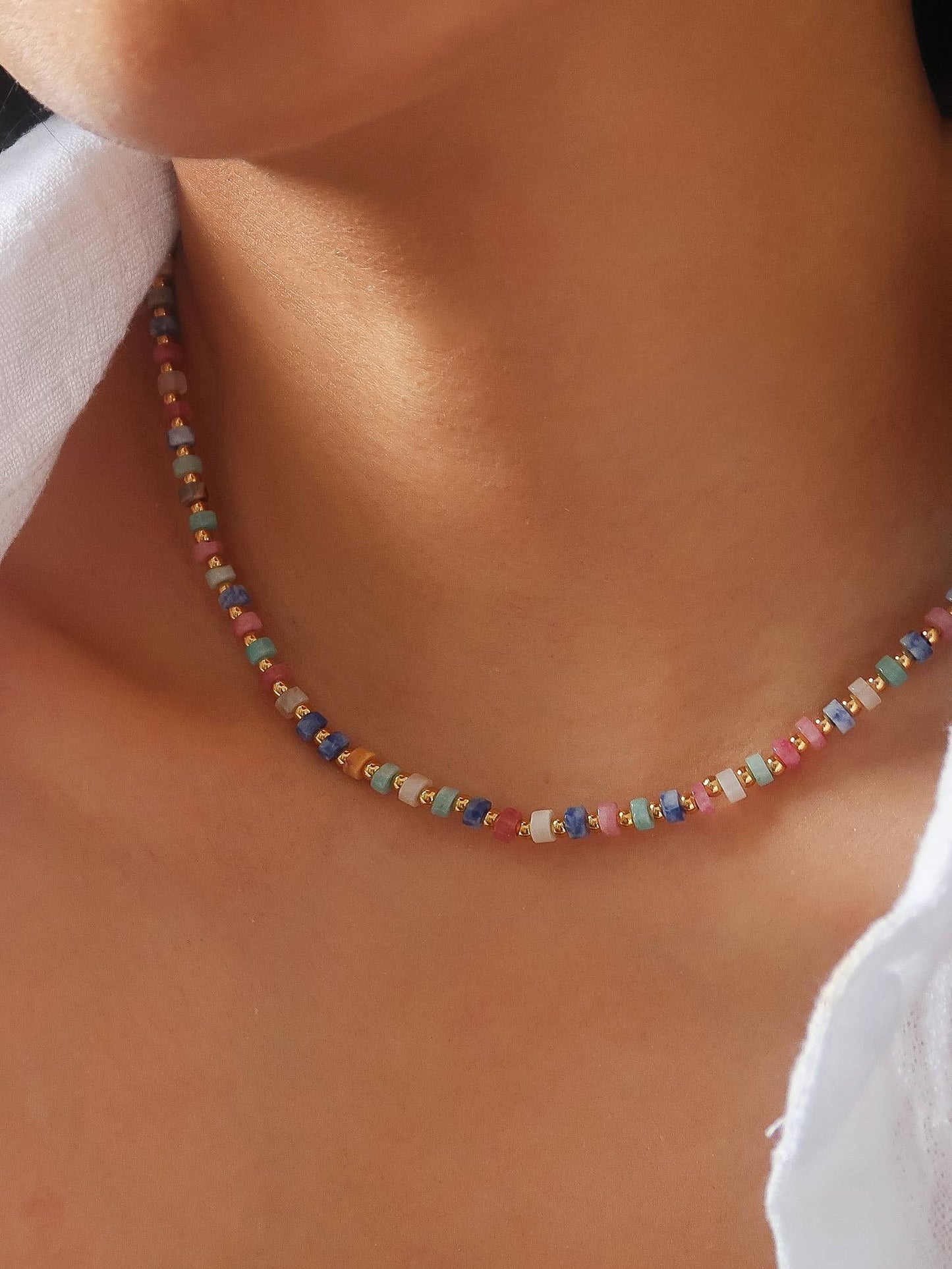 Non-Tarnish Faceted Bead Boho Necklace