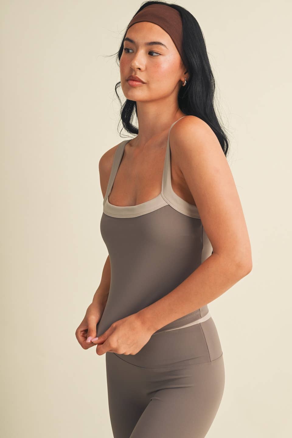 Contrast Block Tank Top: Burgundy / L