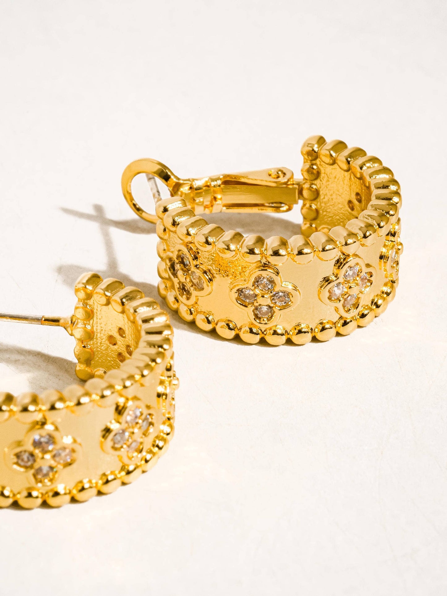 Gold Vintage Floral Hoop Earring