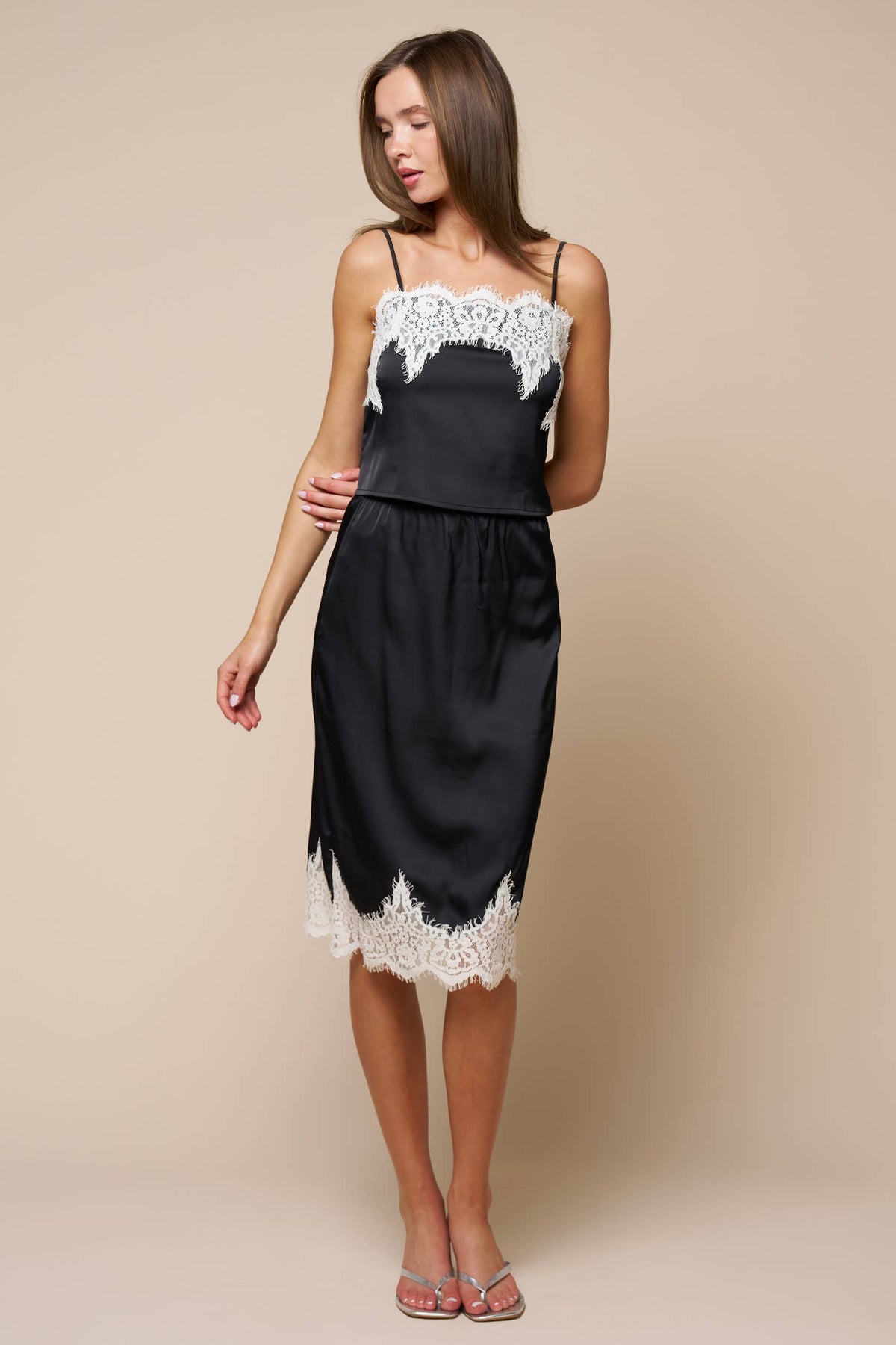 Lace Trimmed Satin Cami Top pre-order oct 30th