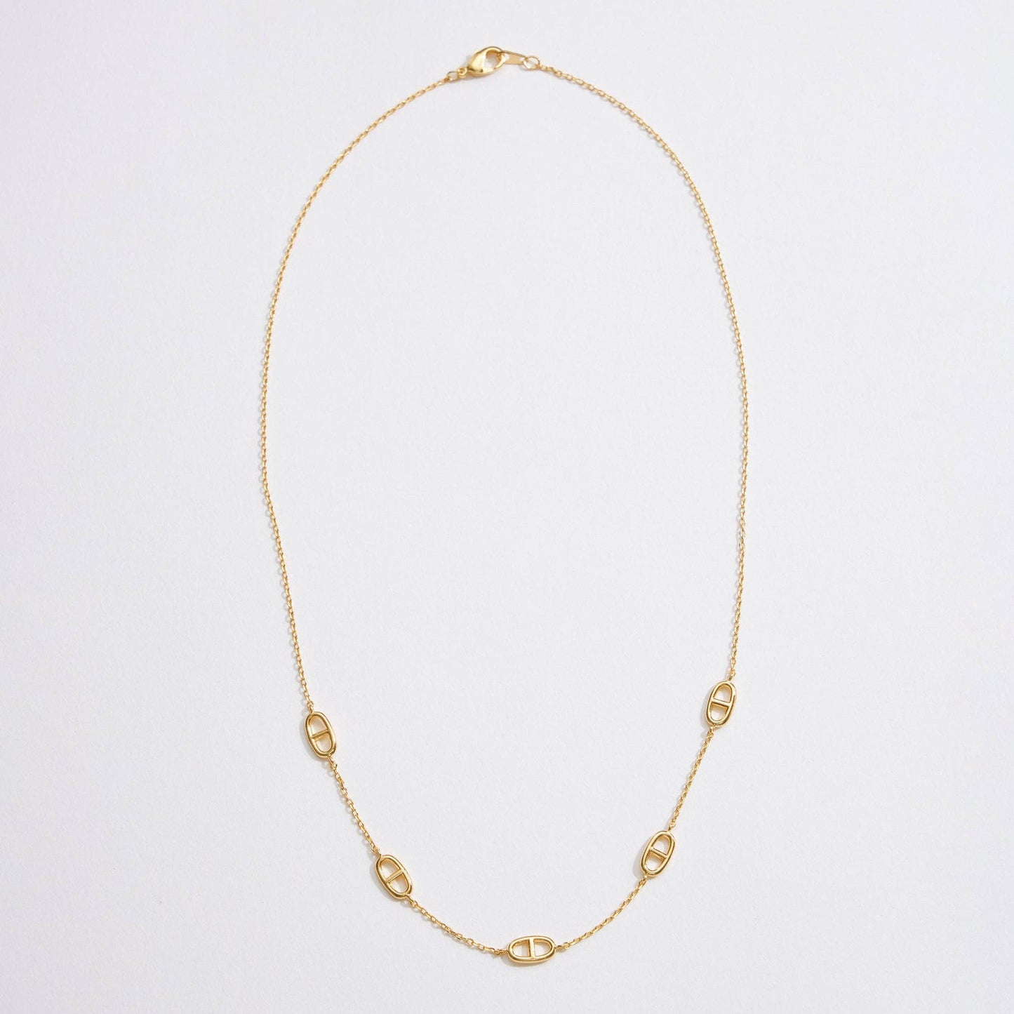 Gold Station Necklace | Oval Link Charms: Gold